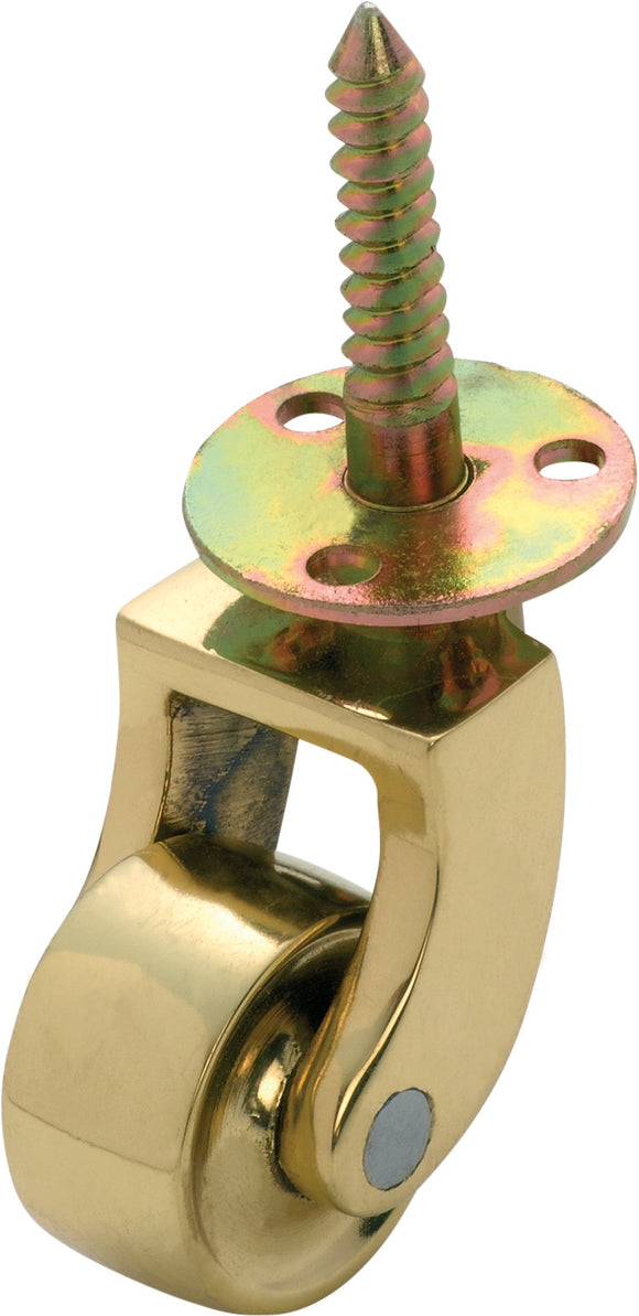 Castor Screw Plate Brass Wheel Polished Brass D25mm