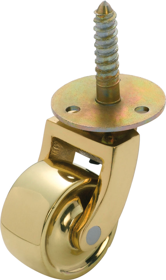 Castor Screw Plate Brass Wheel Polished Brass D32mm