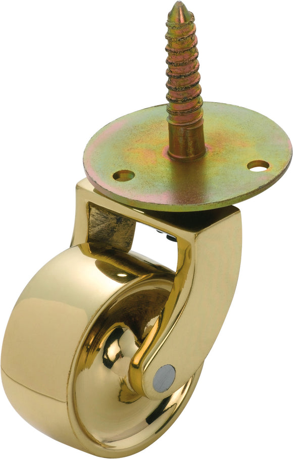 Castor Screw Plate Brass Wheel Polished Brass D38mm