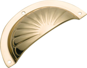 Drawer Pull Sheet Brass Fluted Polished Brass H40xL97mm