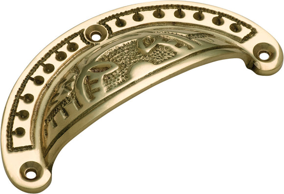 Drawer Pull Ornate Polished Brass H40xL100mm