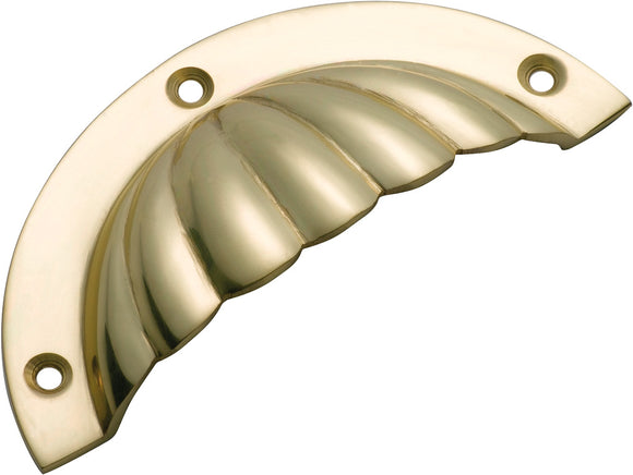 Drawer Pull Fluted Polished Brass H40xL90mm
