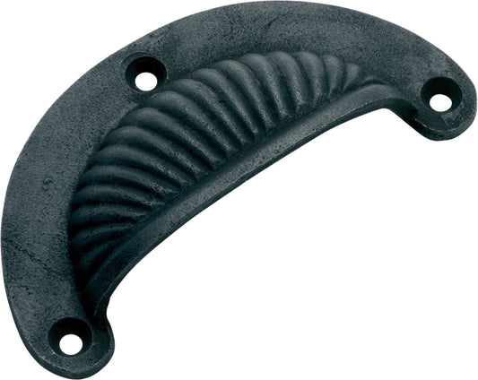 Drawer Pull Fluted Iron Matt Black H50xL95mm
