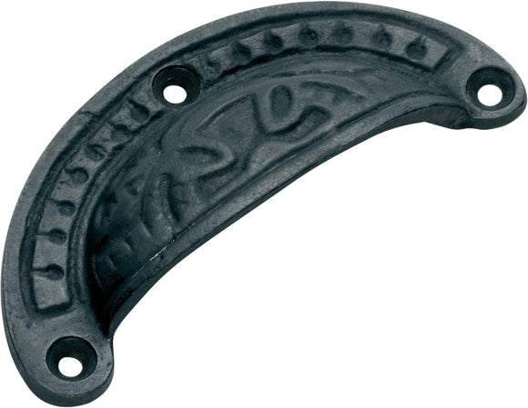 Drawer Pull Ornate Iron Matt Black H40xL100mm