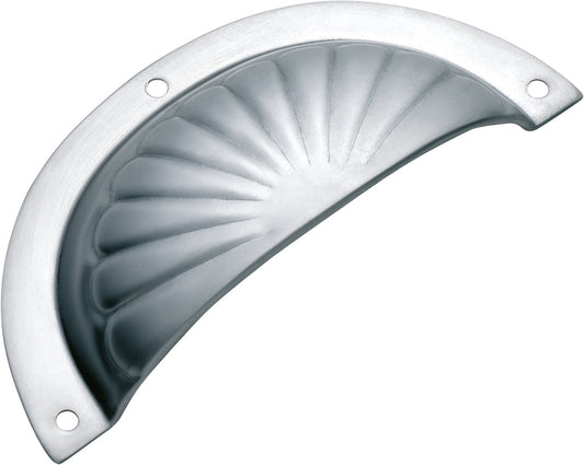 Drawer Pull Sheet Brass Fluted Chrome Plated H40xL97mm