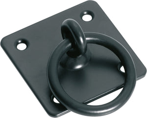 Cabinet Pull Handle Iron Square Ring Pull Matt Black Backplate H50xW50mm