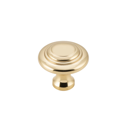 Cupboard Knob Domed Polished Brass D25xP24mm
