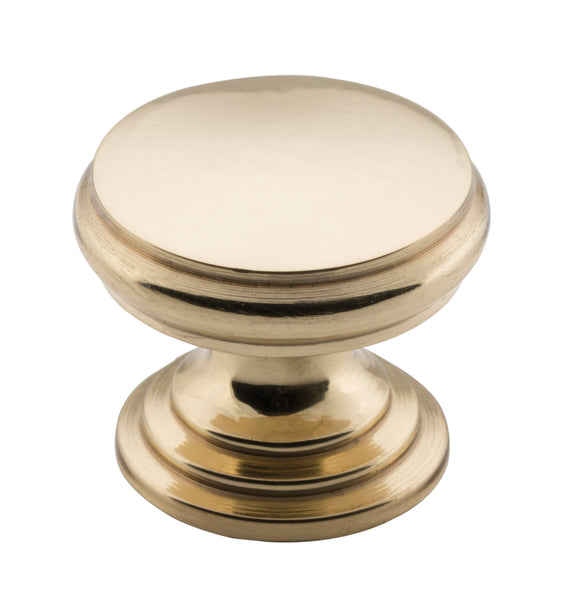 Cupboard Knob Flat Polished Brass D25xP20mm