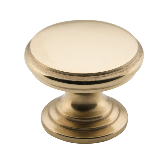 Cupboard Knob Flat Polished Brass D32xP23mm