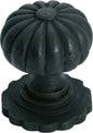Cupboard Knob Fluted Iron Backplate Matt Black D38xP48mm