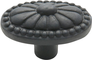 Cupboard Knob Ornate Iron Matt Black H35xW54xP36mm