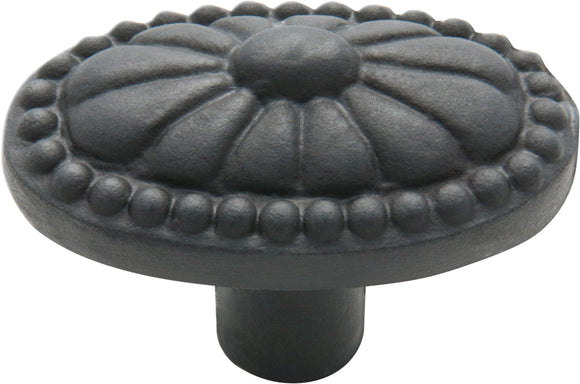 Cupboard Knob Ornate Iron Matt Black H35xW54xP36mm