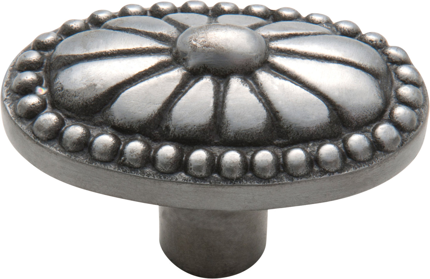 Cupboard Knob Ornate Iron Polished Metal H35xW54xP36mm