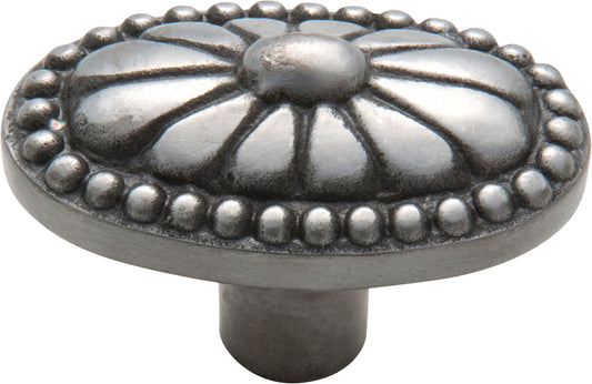 Cupboard Knob Ornate Iron Polished Metal H35xW54xP36mm
