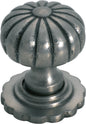 Cupboard Knob Fluted Iron Backplate Polished Metal D32xP44mm