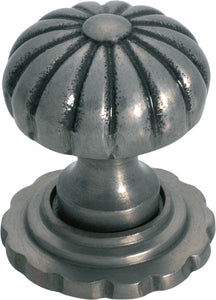 Cupboard Knob Fluted Iron Backplate Polished Metal D38xP48mm