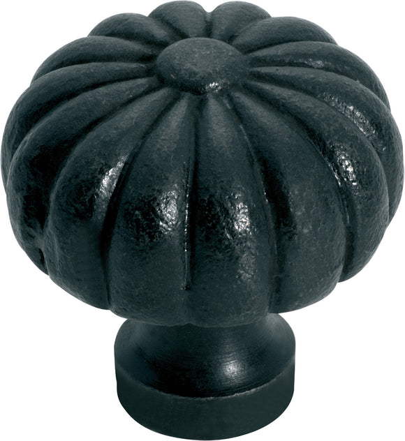 Cupboard Knob Fluted Iron Matt Black D38xP42mm