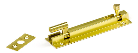 Jaeco Heavy Duty Goose Necked Socket Bolt 32mm Wide Polished Brass - Length In 4 Sizes : 75mm ,100mm ,150mm ,200mm