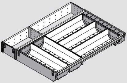 Blum ORGA-LINE Combination Insert M height 98.5mm, length 450mm-550mm ( 3 sizes ), width's 377mm ( Full cutlery set + narrow void )