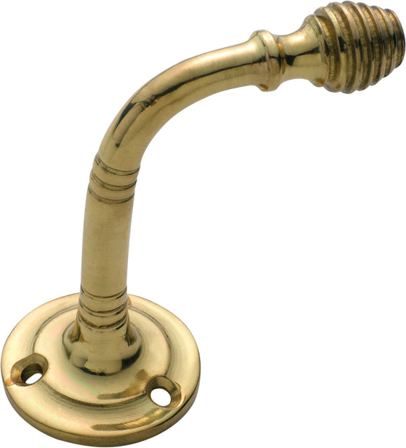 Curtain Tie Back Hook Reeded Polished Brass H40xP75mm
