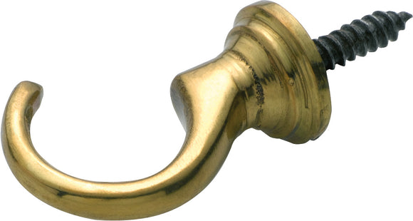 Curtain Tie Back Hook Standard Medium Polished Brass P40mm