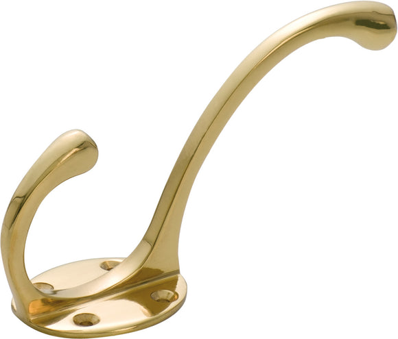 Hat & Coat Hook Victorian Large Polished Brass H125xP70mm