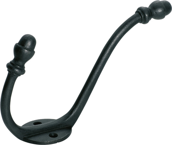 Hat & Coat Hook Acorn Large Iron Matt Black H150xP95mm