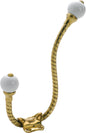 Hat & Coat Hook Porcelain Tip Rope Polished Brass H160xP120mm