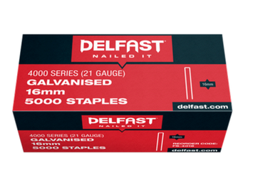 Delfast 21gauge Galvanised 4000 Series Staples - Box 5000.