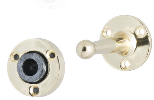 MILES NELSON DOOR STOP & HOLDER POLISHED BRASS ,SATIN CHROME FINISH