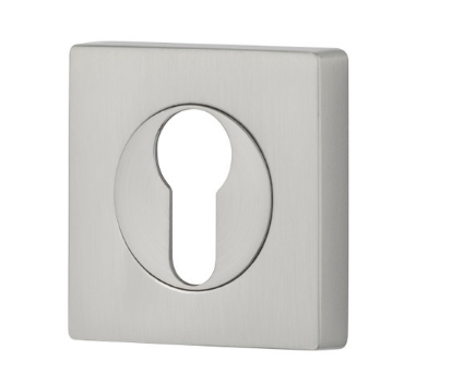 Sylvan Square Escutcheon Euro ,Lever ,Oval Key -Profile Keyhole Satin Nickel Plate Finish