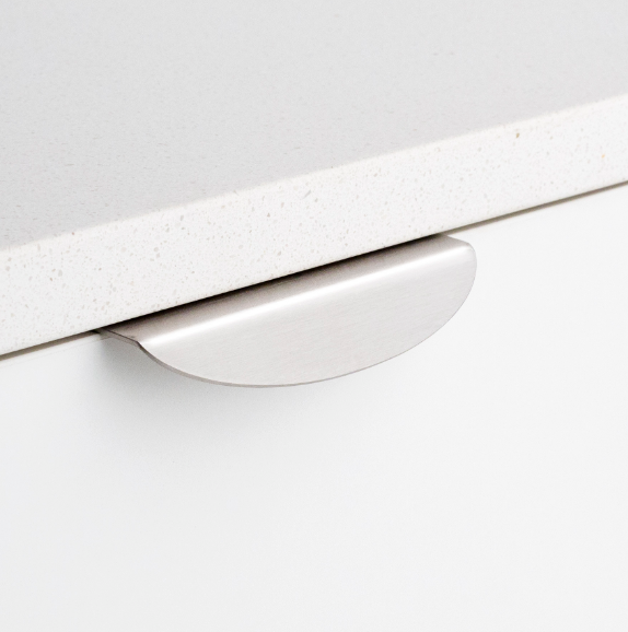 Kethy Edge Pull Curved 224mm O/A 1.5mm x 192mm C to C Available In 4 Colours :Graphite Powder Coat #3,Black Powder Coat Matt#8,Stainless Steel,White Powder Coat #3