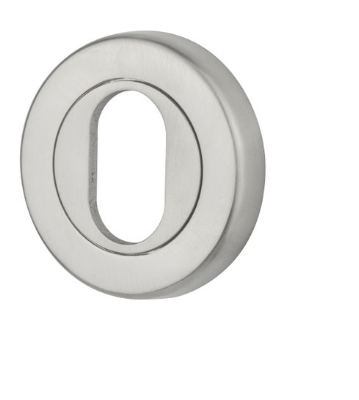 Sylvan Round Escutcheon Euro ,Lever ,Oval Key -Profile Keyhole Satin Nickel Plate & Satin Chrome Plate Finish