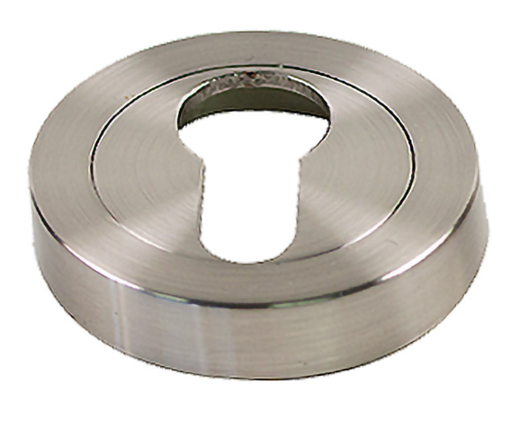 Sylvan Round Escutcheon Euro ,Oval Key 50mm Dia Satin Nickel Plate Finish