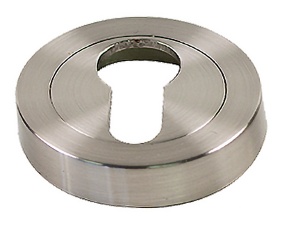Sylvan Round Escutcheon Euro ,Oval Key 50mm Dia Satin Nickel Plate Finish