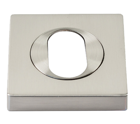 Sylvan Square Escutcheon Euro ,Oval Key 50mm Dia Satin Nickel Plate Finish