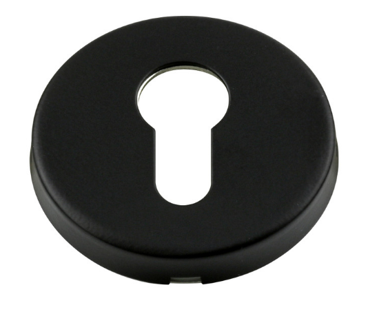 Sylvan Round Escutcheon Euro Key 55mm Dia Matches Lagos Lever Handles Stainless Steel & Black