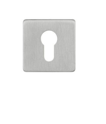 Sylvan Square Escutcheon Euro Key 55mm Dia Matches Porto Lever Handles Stainless Steel & Black