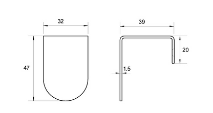 Kethy Edge Pull 32mm O/A mm 16mm C to C Available In 4 Colours :Graphite Powder Coat #3,Black Powder Coat Matt#8,Stainless Steel,White Powder Coat #3