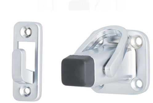 MILES NELSON DOOR STOP SQUARE LATCH BACK IN 2 COLOURS : SATIN CHROME ,SATIN NICKEL