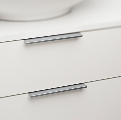 Kethy Straight Flat Edge Pull 160mm O/A 3 Dowel Black Paint Matt#6 & Satin Chrome