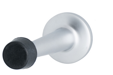 MILES NELSON DOOR STOP ROUND TAPERED WALL MOUNT IN 2 COLOURS : SATIN CHROME ,STAINLESS STEEL