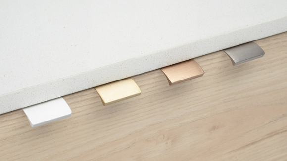 Kethy Edge Pull 100mm O/A 2 Screw Anodised Aluminium Available in 4 Colours : Brushed Gold Finish ,Brushed INOX ,Brushed Rose-Brass Finish ,White Paint Matt #1