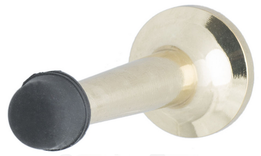 MILES NELSON DOOR STOP CLASSIC ROUND TAPERED WALL MOUNT BLACK TIP IN 3 COLOURS : SATIN GRAPHITE ,POLISHED BRASS ,SATIN CHROME