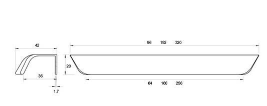 Kethy Edge Pull 320mm O/A 2 screw 256mm C to C Stainless Effect