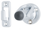 MILES NELSON DOOR STOP ROUND LATCH BACK IN 3 COLOURS : BLACK ,POWDER COAT WHITE ,SATIN CHROME