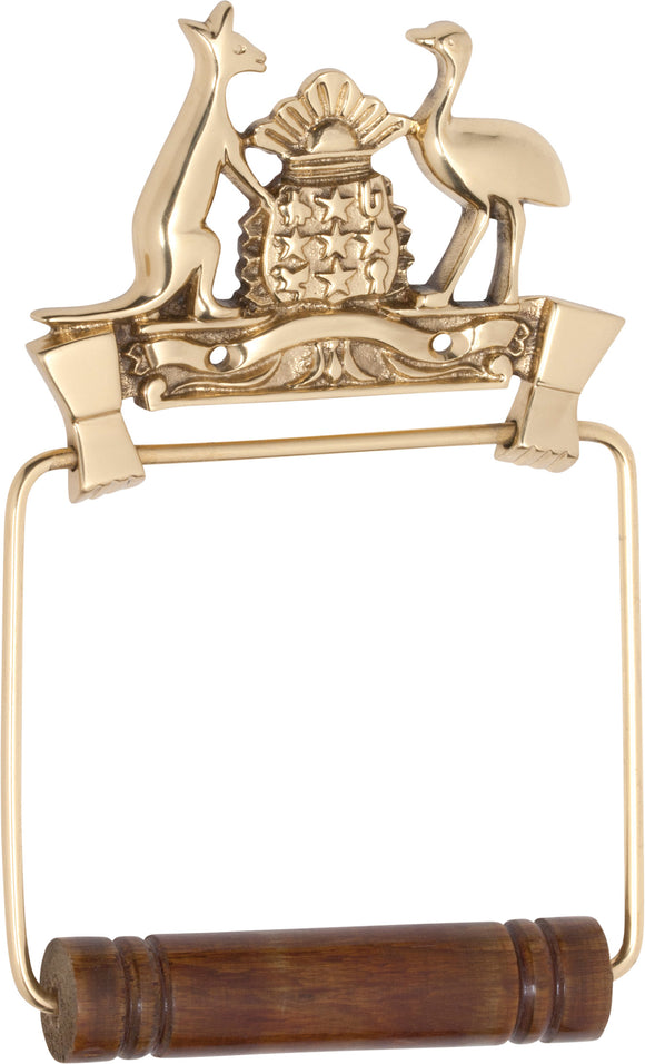 Toilet Roll Holder Coat Of Arms Polished Brass H190xW120mm