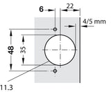 Hafele  Corner door hinge, for corner mounting, corner angle 60°, screw fixing, 48/6 drilling pattern - Pie cut Bi-fold doors