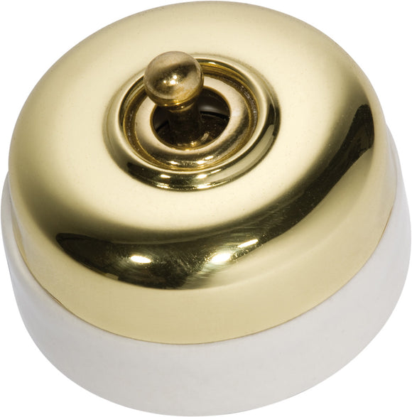 Switch Ivory Porcelain Base Polished Brass D60xP48mm