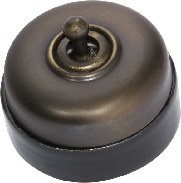 Switch Black Porcelain Base Antique Brass D60xP48mm